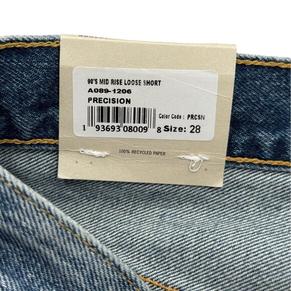 Agolde 90s Mid-Rise Loose Short Precision Blue Denim Cutoff Womens Size 28 NEW - Picture 4 of 9